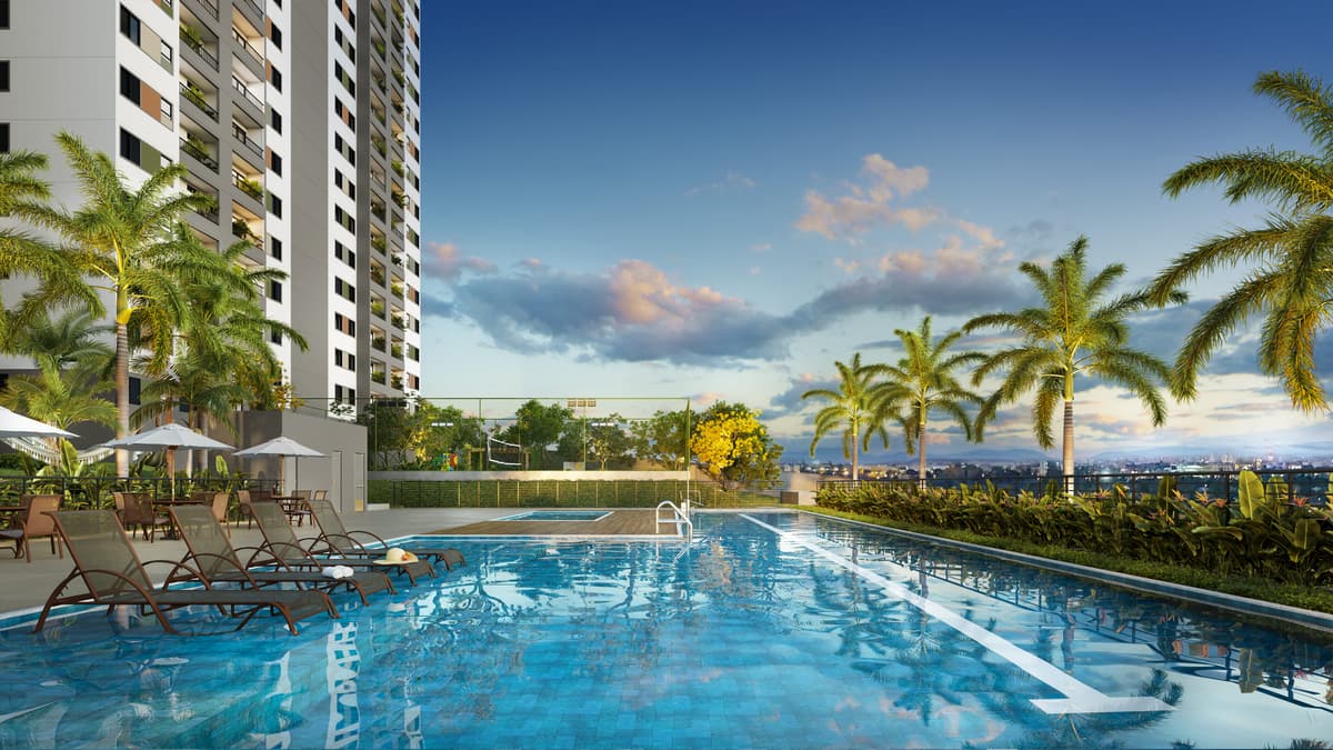 Área de lazer com piscina